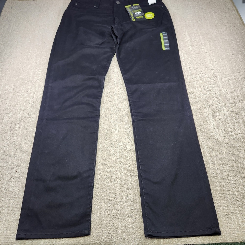 Lee Extreme Motion Jeans Men 38x36 Black Straight Fit Tapered Leg Stretch NEW